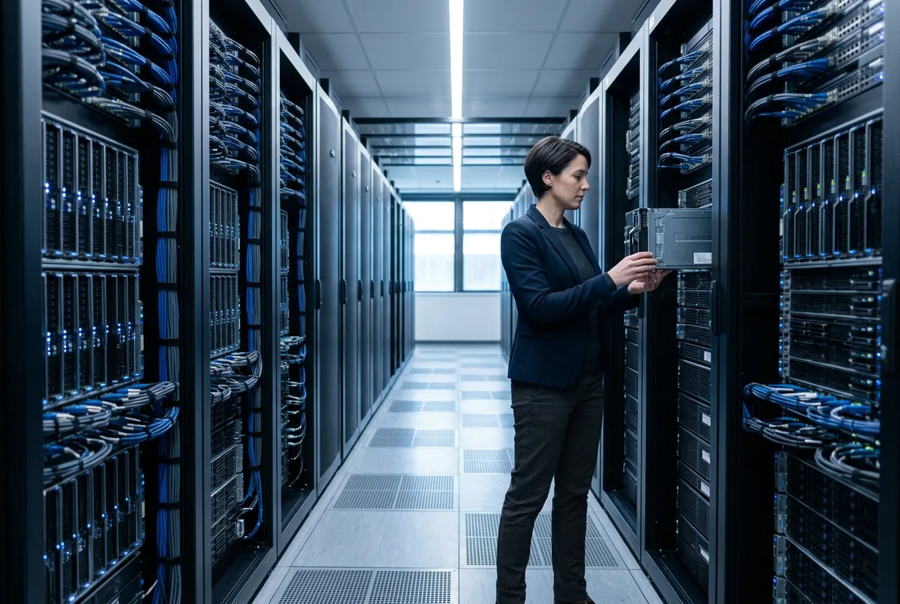 High-density cloud server racks powering artificial intelligence inference and workloads